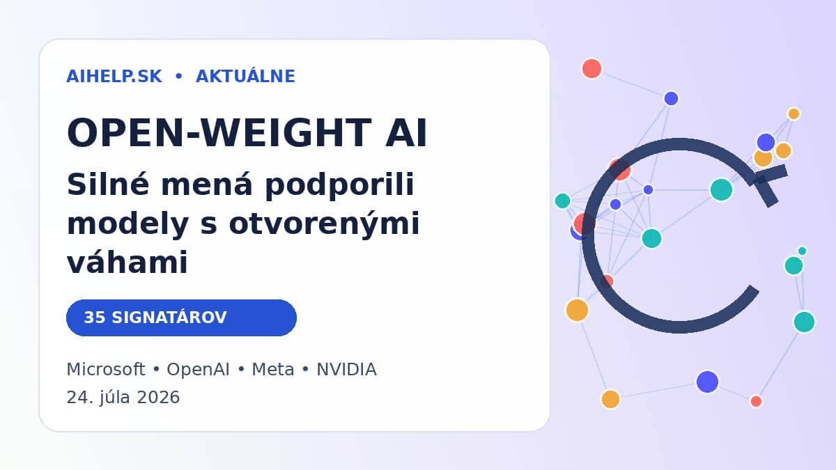 Grafika AIhelp.sk k verejnému stanovisku za modely s otvorenými váhami, ktoré podporilo 35 signatárov